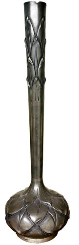 Art nouveau french pewter vase - art,