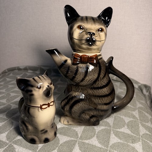 Vintage tony wood cat - cat, teapot