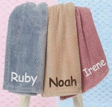 PERSONALISED BABY THROW BLANKET SOFT INFANT TODDLER COT BUGGY GIFT BOY GIRL