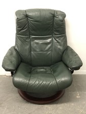 EKORNES STRESSLESS Mayfair Chair, Large Green Leather Recliner - SEE DESCRIPTION