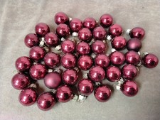 39 Vintage Old Christmas 1" Mercury Glass Wine Red Feather Tree Ornaments 