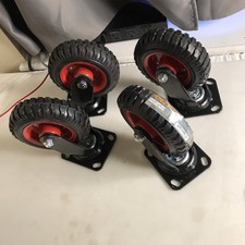 4 POWERTEC Wheel Caster Swivel Knobby Thread Heavy Duty Industrial Caster 6-1/4"