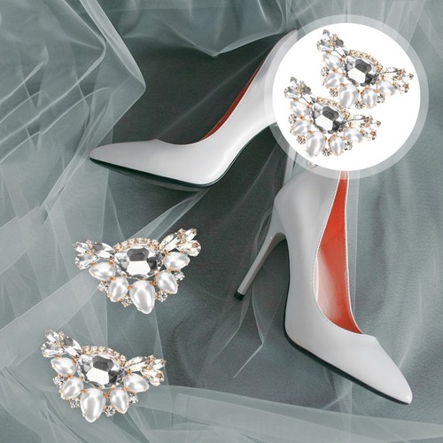 Pair crystal shoe clips - shoe,