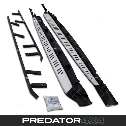 Black silver running board - silver,