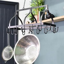 Traditional Wrought Iron 16-Hook Hanging Saucepan Rack