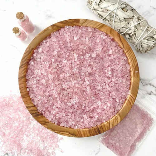 Rose quartz tiny gravel - tiny, chips