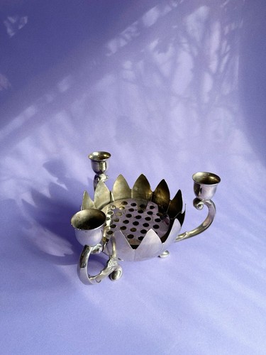 Vintage silver plated candle - vintage,