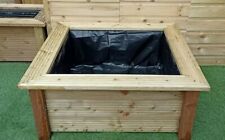 Square Garden Water Feature Handmade Wooden Pond w/ Seat Top 90x90x42h Ready2Use
