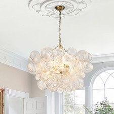 Modern Bubble Ball Chandelier 8-Light Swirled Glass Globe Hanging Pendant Light
