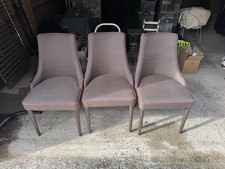 Andrew Martin Saber Dining Chair Set Of 3 Brown Fabric Orange Stitching