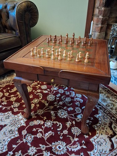 Rosewood brass chess table - rosewood/brass,