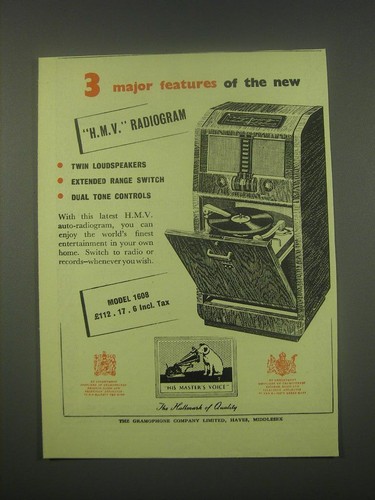 1949 hmv radiogram model - 1949, 1608