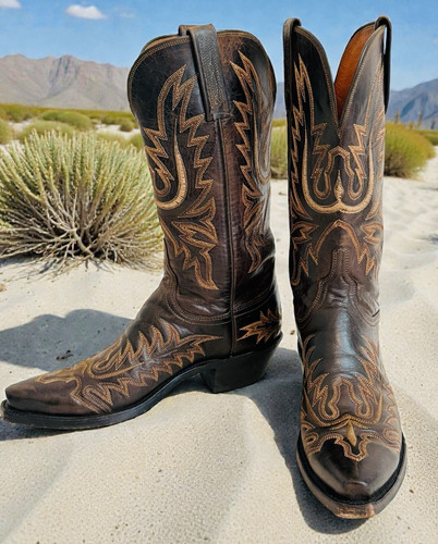 Vtg lucchese brown leather - lucchese,
