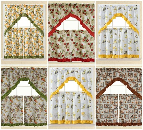Kitchen curtain swag set - kitchen,