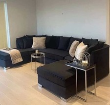 U Shape Sofa Cinema Sofa OFFER PRICE Black L Shape New Corner Chaise Footstool