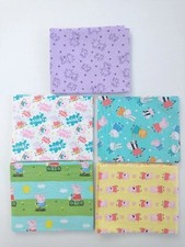 Peppa Pig Mask Making Fabric Remnants 5 Pieces Fat Quarters NEW UNUSED