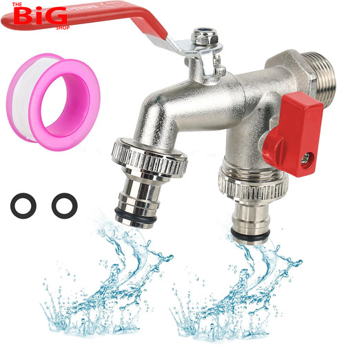 Brass double water tap - 3/4'',
