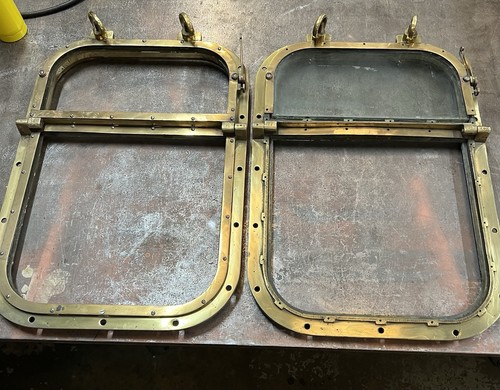 Pair vintage brass ships - vintage,