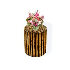 Wooden Handcrafted Round Shape Stool/Table Natural Wood Logs Smooth Finish 16 "