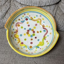 Vintage Gilda Green Signed Italian Pottery Bowl- Hand Painted Mid Century Modern