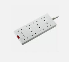 8 socket Extension Lead White 2M Cable White lead wire 8 Gang way Masterplug