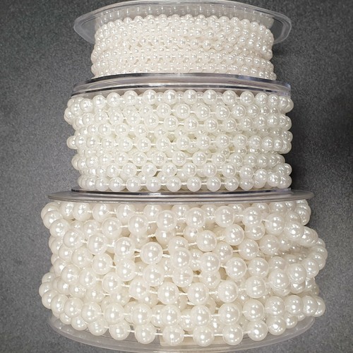 Solid white pearl bead - white, string