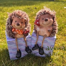 Set of TWO Cute Hedgehogs Shelf Sitters Dangling legs Ideal Hedgehog Gift Idea.