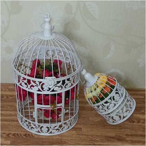 Retro white bird - bird, cage
