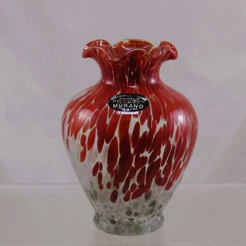 Italian murano glass vase - murano, red
