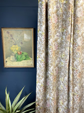 VINTAGE RETRO MID CENTURY FLORAL COTTON CURTAINS DRAPES