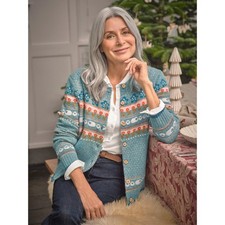 WoolOvers Womens/Ladies Nordic Fair Isle Crew Neck Cardigan  WL153