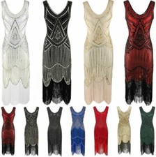 New Great Gatsby Costume 1920's Cocktail Party Sequin Fringe Flapper Dress