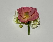 Bunch/Corsage Pink Poppy & Sweet Pea Silk Flowers Pack x 12 - Artificial & Silk 