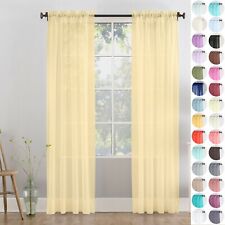 A pair of high quality Voile Curtain 2 Panels Slot Top solid sheer +tie backs