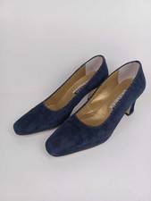 Roland Cartier Womens Block Heel Court Shoes UK 7.5 Navy Suede Rope Edge Trim