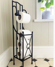 Black 'Wraymond' Floor Standing Toilet Roll Holder