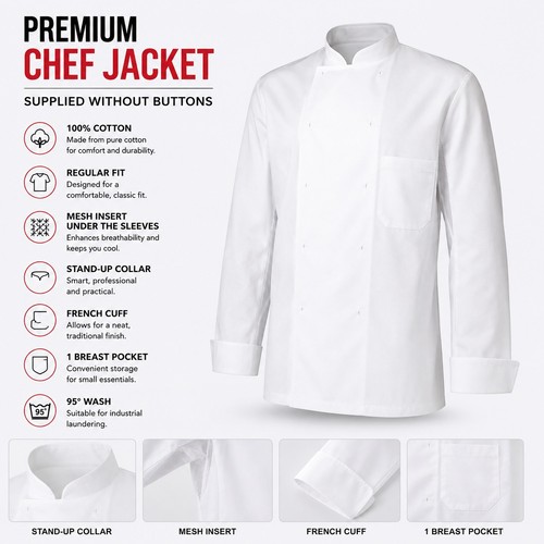 Mens white chef jacket long - mens,