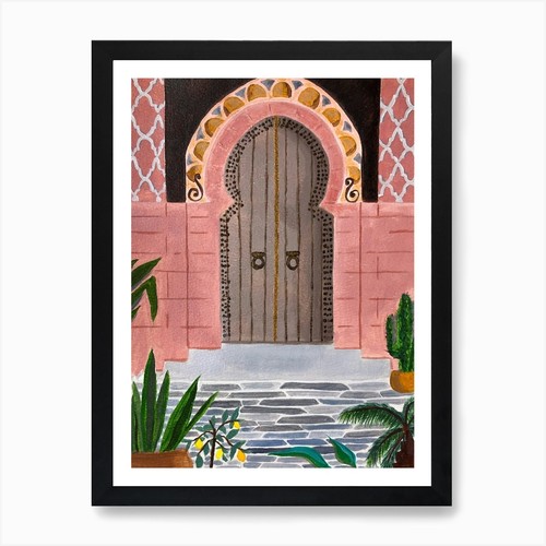 Moroccan door art print framed - print,