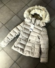 Zara Sand Beige Water Resistant Hooded Short Puffer Jacket Coat  S UK8 # P61S