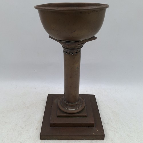 Antique brass pedestal planter - pedestal,