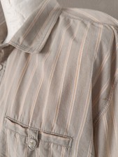 Mantaray Men's Striped Beige Long Sleeve Button-Up Shirt - XXXL - 100% Cotton