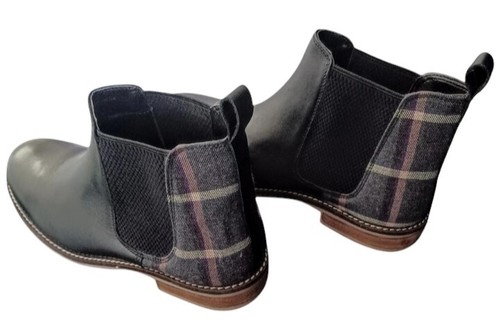 Tartan black boots with - black,