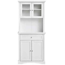 itzcominghome Tall Kitchen Pantry Rustic white Cupboard Storage Cabinet Dresser
