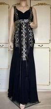 SOUSOURADA  Size M ( 10 ) Black Chiffon & Satin Beaded Ball Gown NWT RRP £260