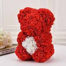 Red / White Rose Flower Teddy Bear Romentic Gift Valentine Birthday Wedding Xmas