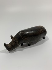 Antique Late 19th Century Black Forest Wood Carved Rhino 14cm