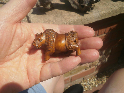 Hand carved wood netsuke - wood,