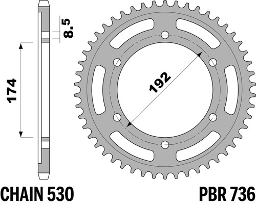Pbr rear sprocket - silver, in