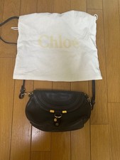 Authentic Chloe Marcie Shoulder Bag Black Leather Calfskin Shoulder Strap