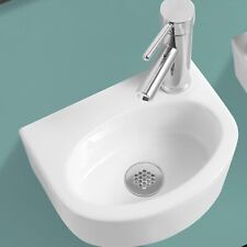 Small White Ceramic Mini Hand Wash Basin Compact Bathroom Cloakroom Sink Only
